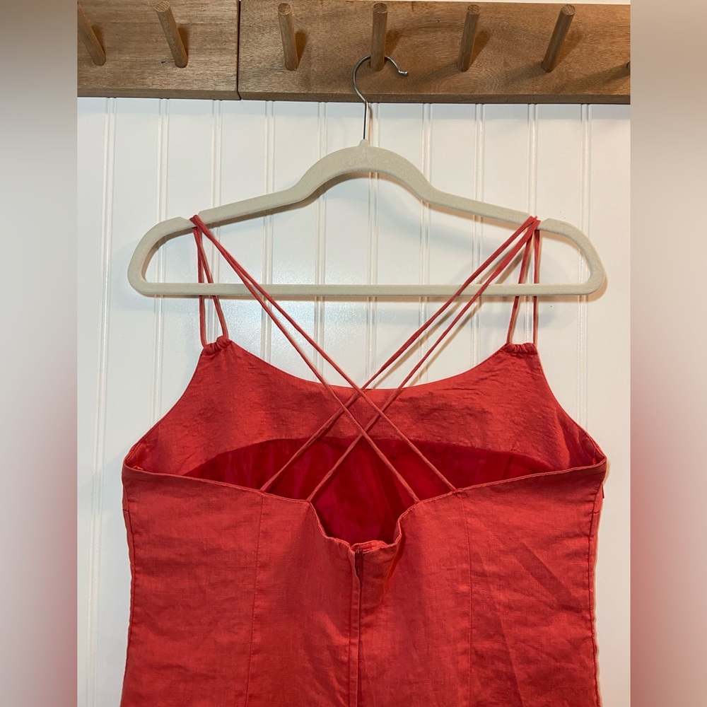 H&M Bright Coral Sleeveless Strappy Midi Dress 14 - Picture 6 of 6
